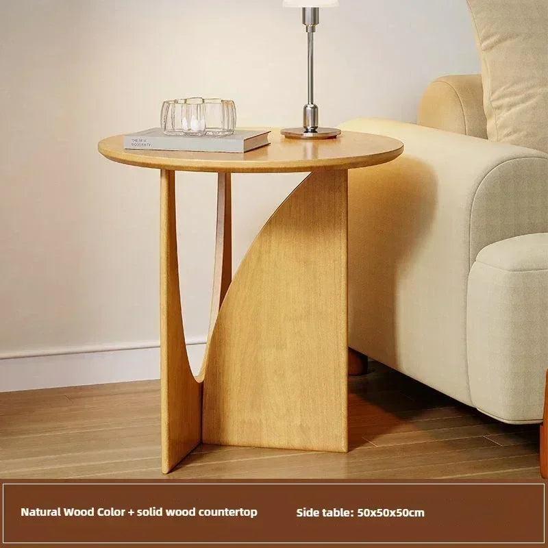 Arvellon Solid Wood Mini Corner Side Table | Round Minimalist Sofa & Nightstand Table | Compact Natural Wood Coffee Table, 18 mm