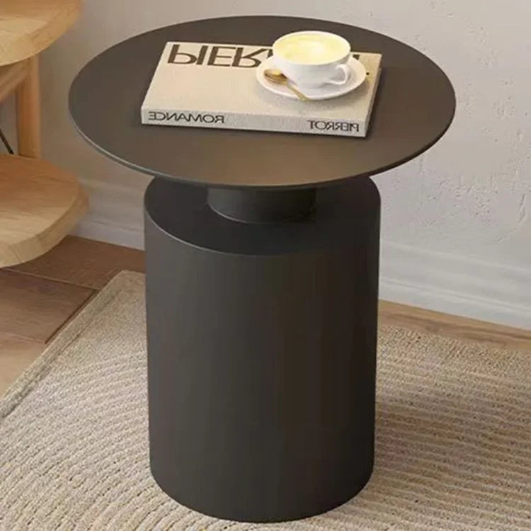 Treviano Round Wrought Iron Side Table with Storage | Modern Luxury Sofa & Bedside Table | Minimalist Metal Coffee Table, Freestanding Design