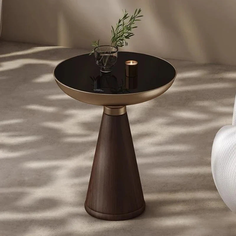 Solvaynne Nordic Round Coffee Table | Luxury Modern Glass Top Side Table with Metal Frame | Minimalist Living Room Center Table | Elegant Italian Style Design