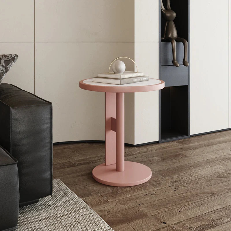 Calviera Round Luxury Side Table | Rock Slab Accent Table | Modern Sofa & Bedroom Nightstand Table