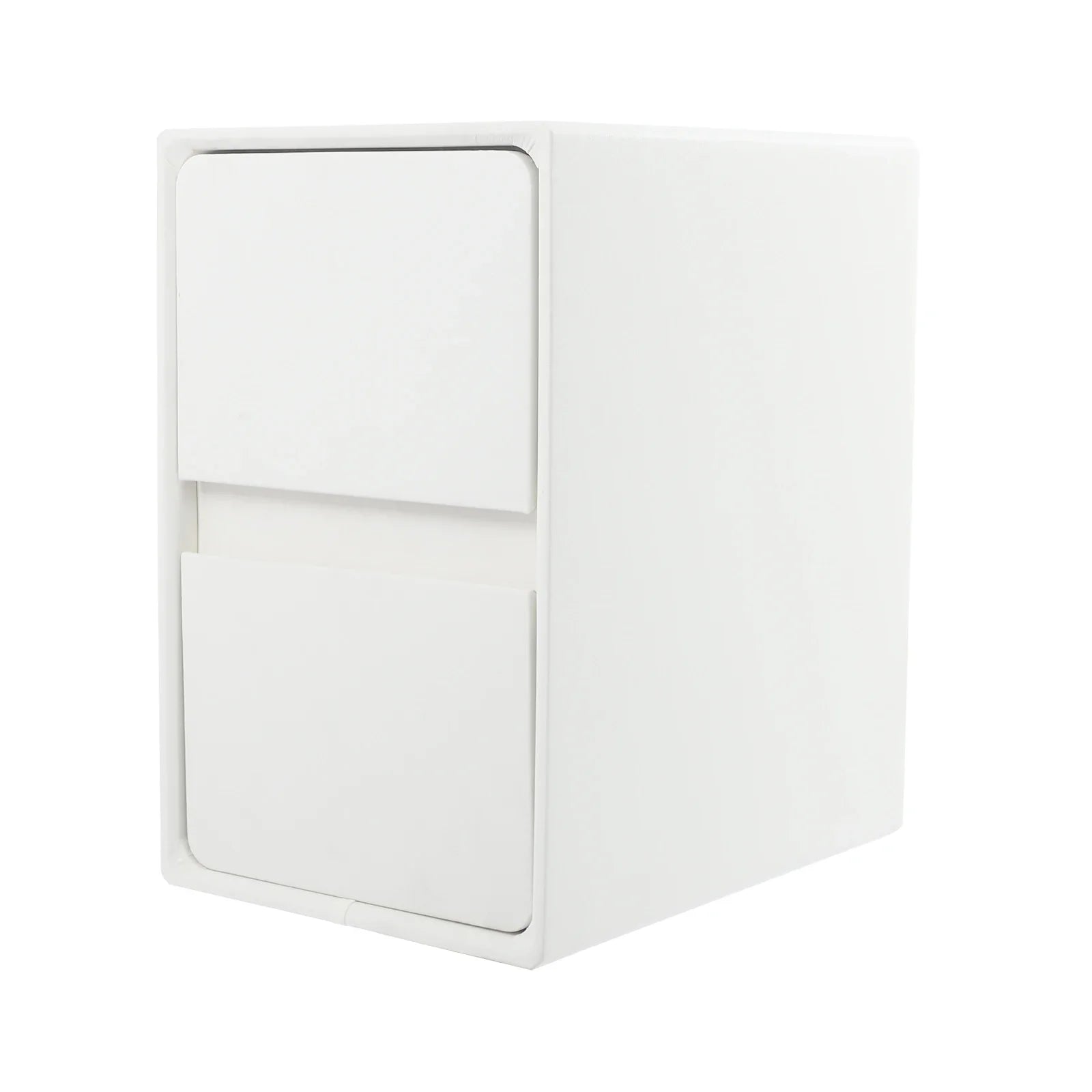 Selvano Small Nightstand with 2 Drawers | Slim Modern Bedside Table | Space-Saving Storage Cabinet | White Minimalist Design