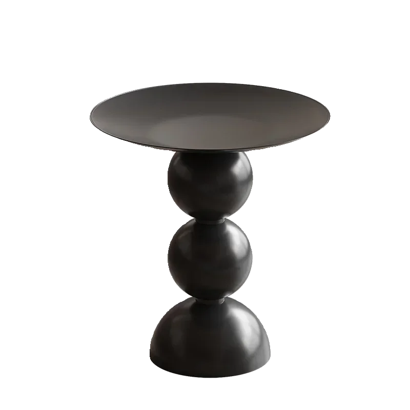 Zanverro Retro Round Side Table | Black Iron Luxury Accent Table | Sofa & Bedroom Nightstand Table
