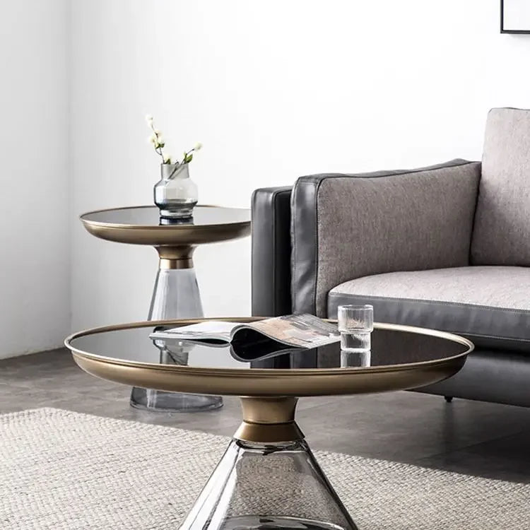 Bellario Round Glass Coffee Table | Italian Modern Side Table | Luxury Minimalist Accent Table