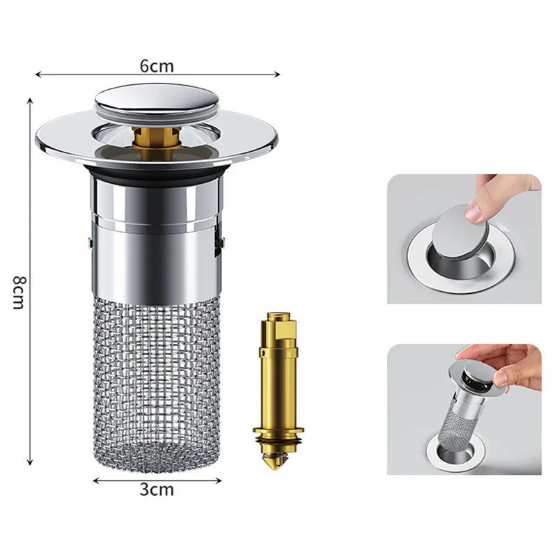 Drain strainer for shower and sink | Hair strainer made of stainless steel | StoppFix