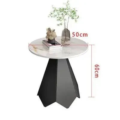 Valdaro Modern Round Coffee Table | Marble-Look Luxury Side Table with Integrated Storage | Minimalist Metal Living Room Center Table | Elegant Home & Hotel Furniture