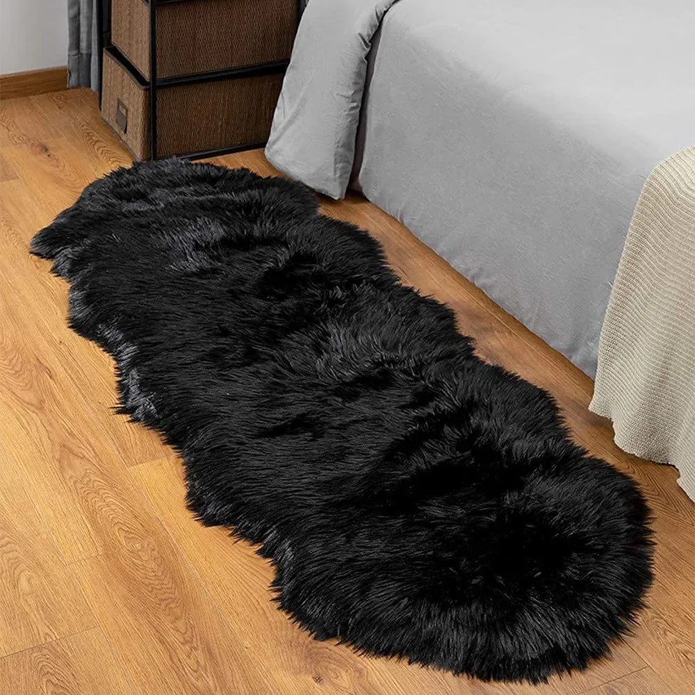 Novalyra Imitation Sheepskin Rug | Ultra Soft Plush Area Carpet | Cozy Bedroom & Living Room Floor Rug