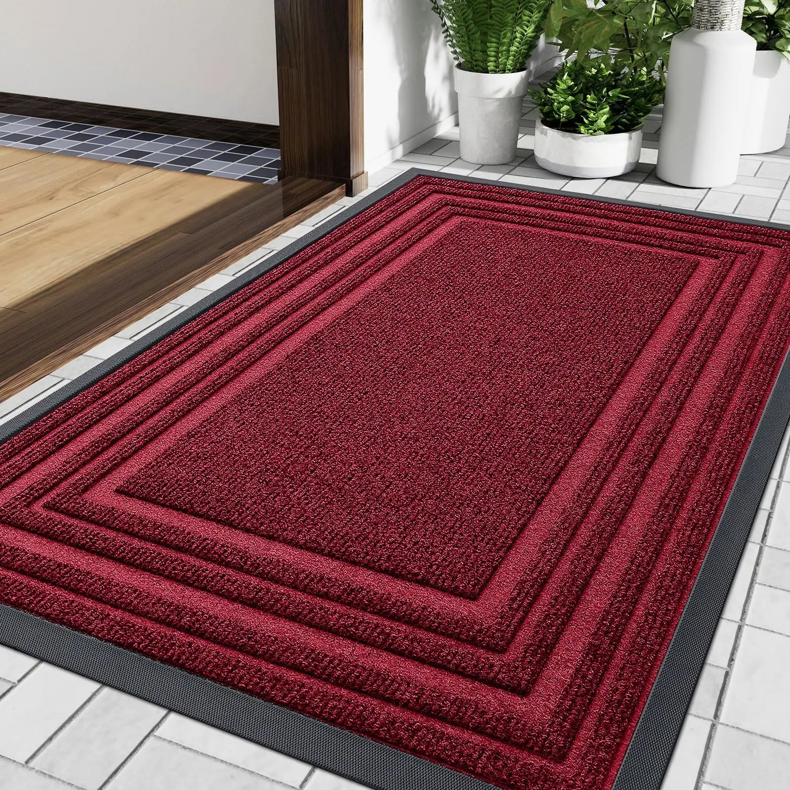 Aurelius Low Profile Door Mat | Non-Slip Natural Rubber Entrance Mat | Heavy-Duty Indoor & Outdoor Doormat