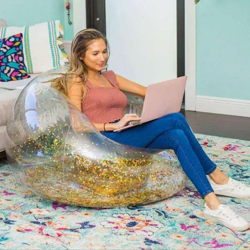Skalvik Flow Inflatable Lounge Chair | PVC Indoor Outdoor Seating | Lightweight Portable Modern Design | Balcony Living Room Garden