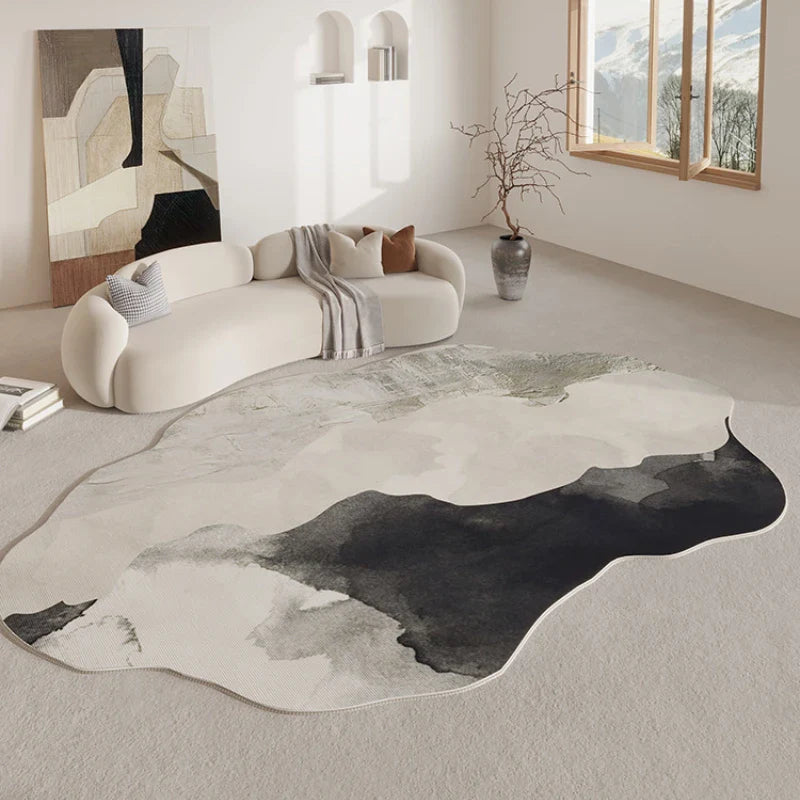 Enna Retro Area Rug | Soft Irregular Shaped Non-Slip Carpet | Modern Living Room & Bedroom Floor Rug