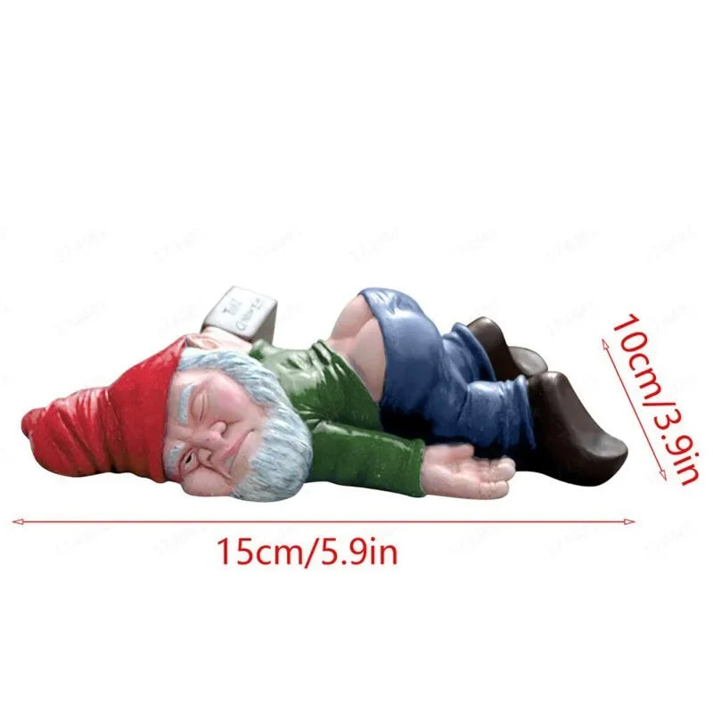 Funny Drunken Garden Gnome Statue 15 cm for Indoor Outdoor Decor | Weatherproof Eco Resin | Garden Patio Home Accent