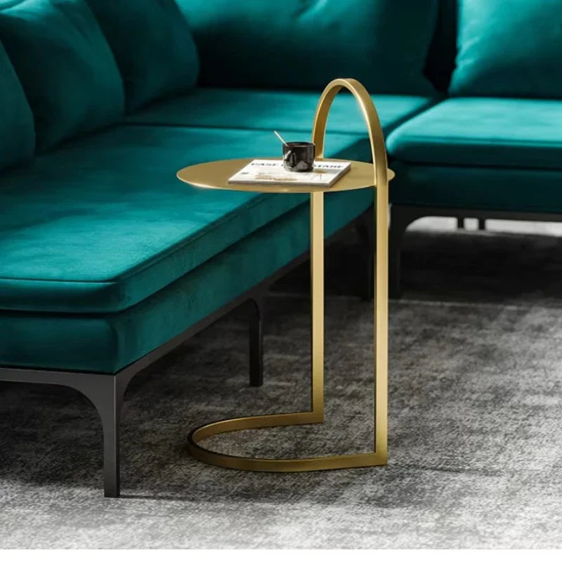 Marveillo Round Golden Iron Side Table | Nordic Modern Accent Table | Luxury Sofa & Plant Stand