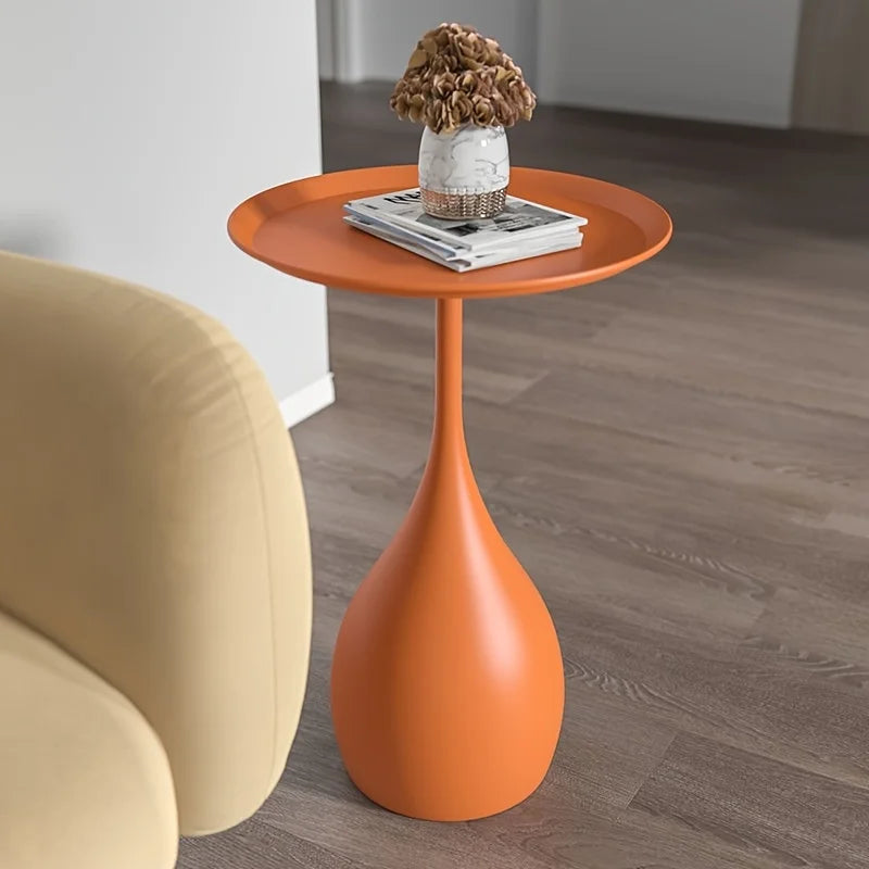 Ariessa Mobile Round Side Table | Light Luxury Minimalist Coffee & Nightstand Table with Wheels | Compact Metal Accent Table for Sofa & Bedroom | D40 × H60 cm