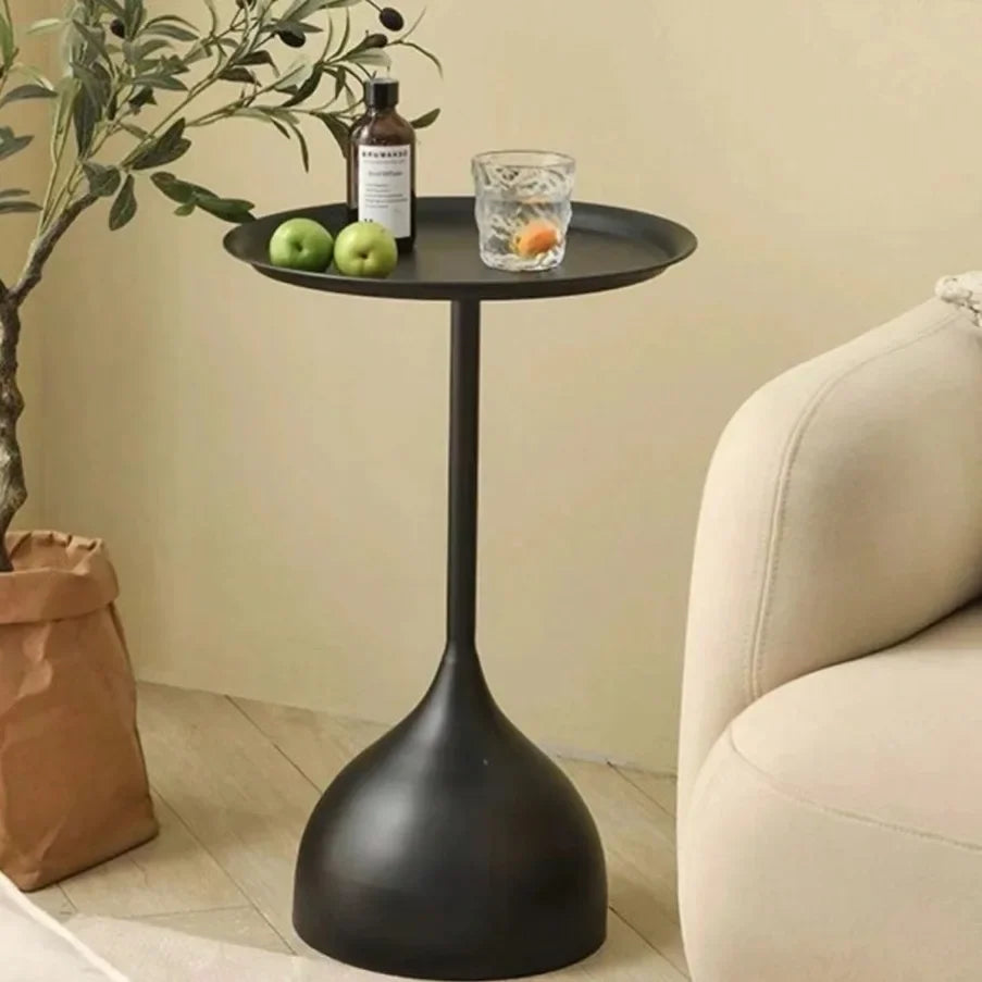 Valessia Scandinavian Round Side Table | Minimalist Metal Iron Frame Accent Table | Compact Nordic Coffee & Nightstand Table | D40 × H60 cm Modern Home Decor