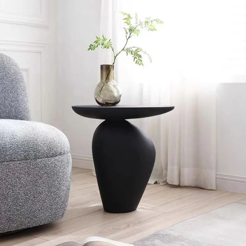 Obsidian Modern Black Pebble Coffee Table | Organic Designer Side Table | Contemporary Living Room & Bedroom Accent Table