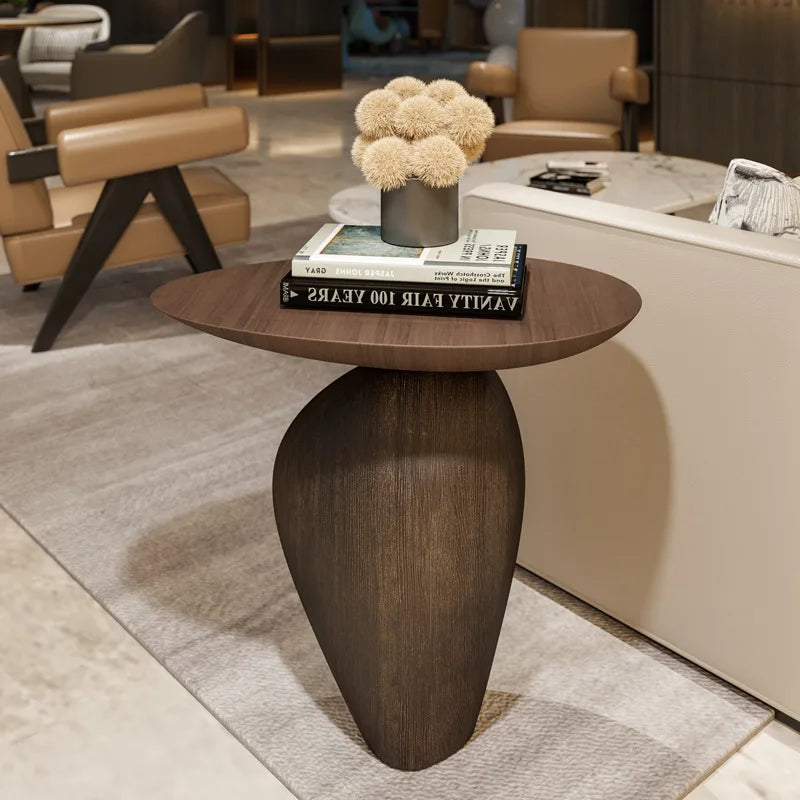 Norvana Vintage Coffee Table | Classic Side Table with Artistic Geometric Design | Japandi Wabi-Sabi Accent Table for Living Room & Tea Corner | Handmade Fiberglass