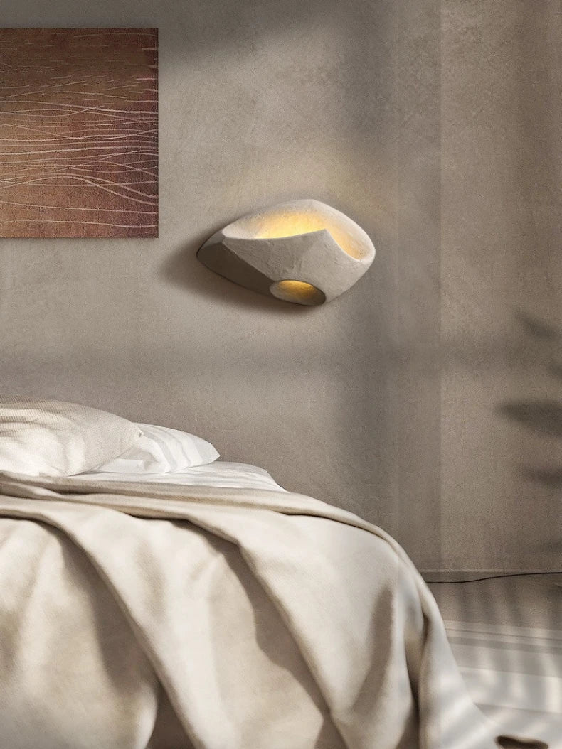 Art Deco Cement Style Wall Lamp for Interior Spaces | Sculptural Design | G4 LED Light | Resin Build | Modern Industrial Lighting