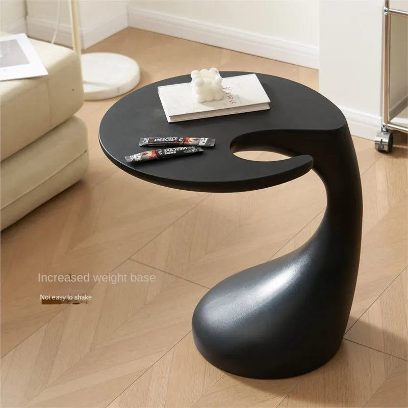 Velmoro Luxe Minimalist Black Side Table with Shelf | Modern Nightstand & Sofa Table | Lightweight Mobile Coffee Table, 31.5 x 49 x 54 cm