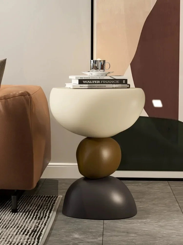 Zerania Imitation Stone Side Table | Modern Coffee Table | Minimalist Accent Corner Table