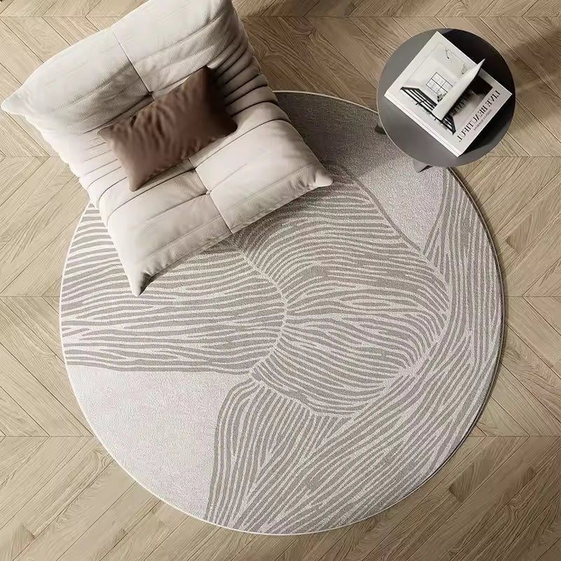 Alveris Wabi Sabi Round Rug | Soft Imitation Cashmere Carpet | Minimalist Living Room, Bedroom & Office Chair Mat
