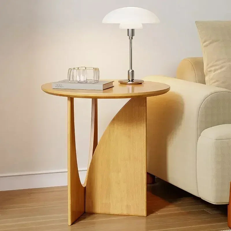 Arvellon Solid Wood Mini Corner Side Table | Round Minimalist Sofa & Nightstand Table | Compact Natural Wood Coffee Table, 18 mm