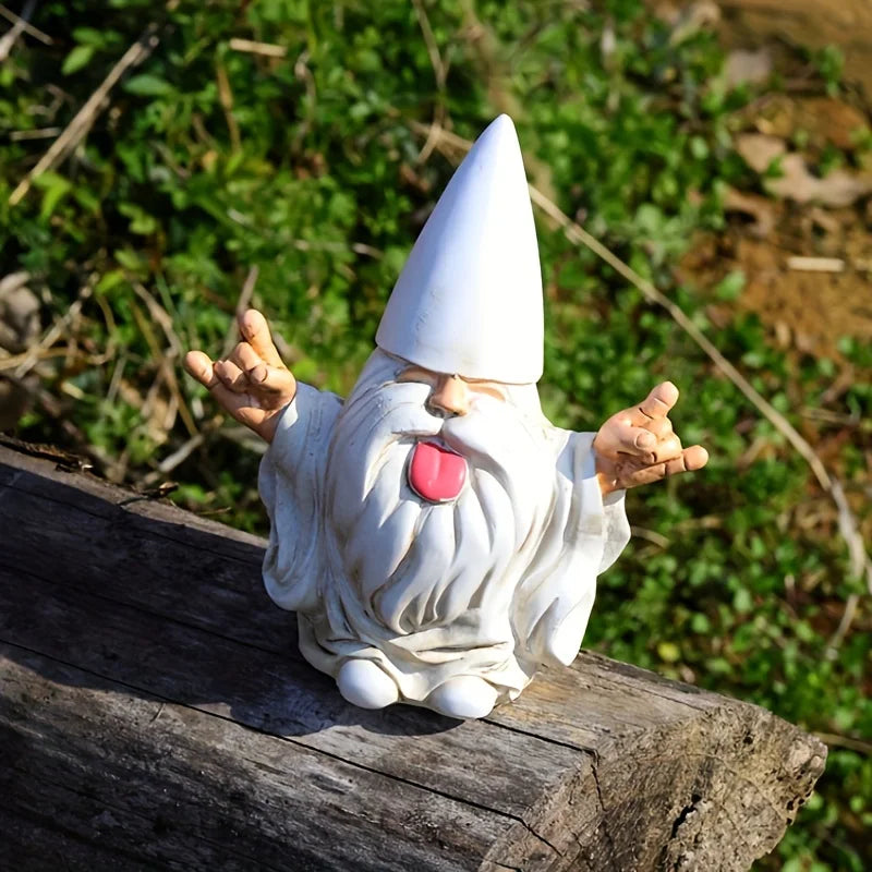 Trollvig Rocka Garden Gnome | Rocker Sculpture with Electric Guitar | Weatherproof Resin | Outdoor Decorative Accent | Garden Terrace Balcony