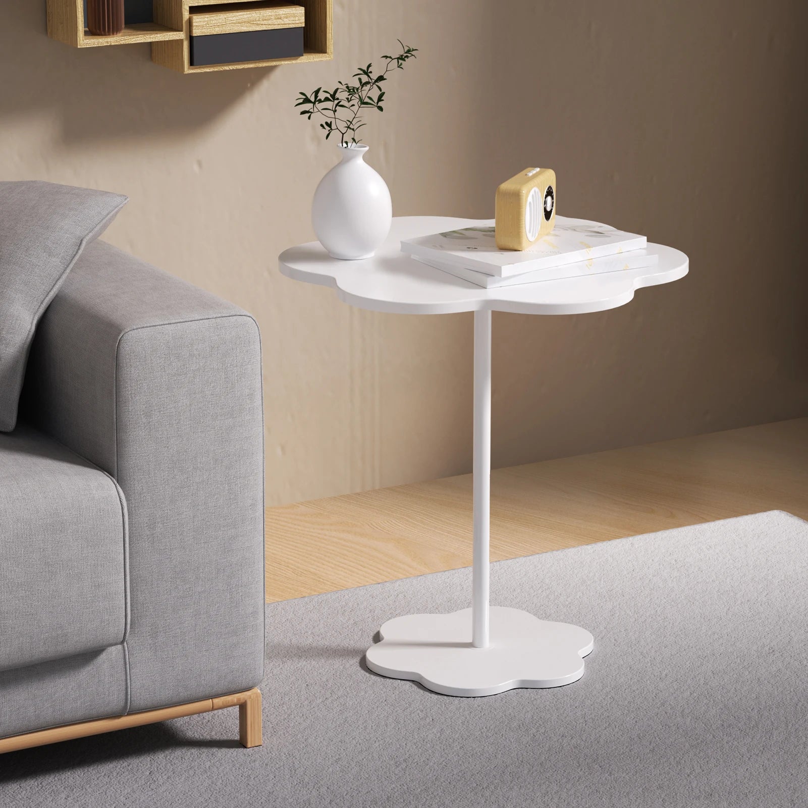 Velessa Cloud-Shaped Side Table | Wabi Sabi Organic Accent Table | Minimalist Artistic Nightstand & Sofa Table, 52 x 32.5 cm