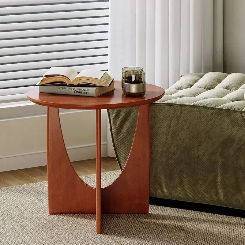 Arvellon Solid Wood Mini Corner Side Table | Round Minimalist Sofa & Nightstand Table | Compact Natural Wood Coffee Table, 18 mm