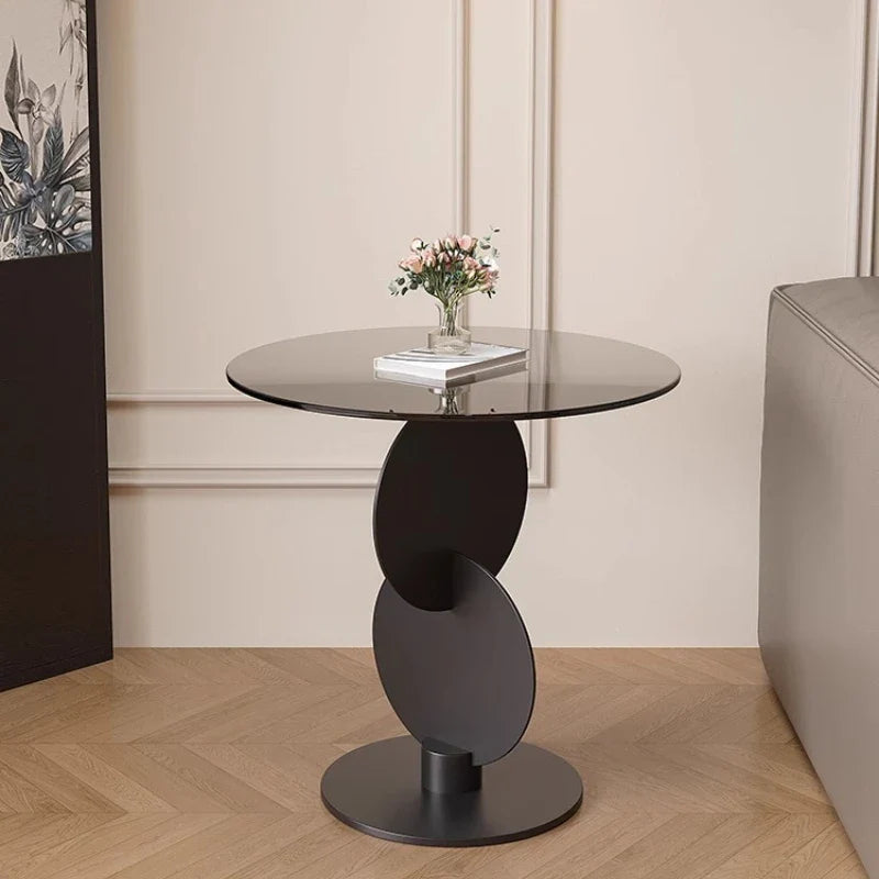 Lioren Round Glass Side Table | Minimalist Luxury End Table for Living Room & Bedroom
