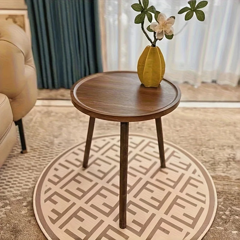 Zeraphia Wooden Coffee Table | Modern Luxury Side Table for Living Room | Compact Minimalist Center & Lounge Table | Brown Wood Design | Ø40 × H48.5 cm