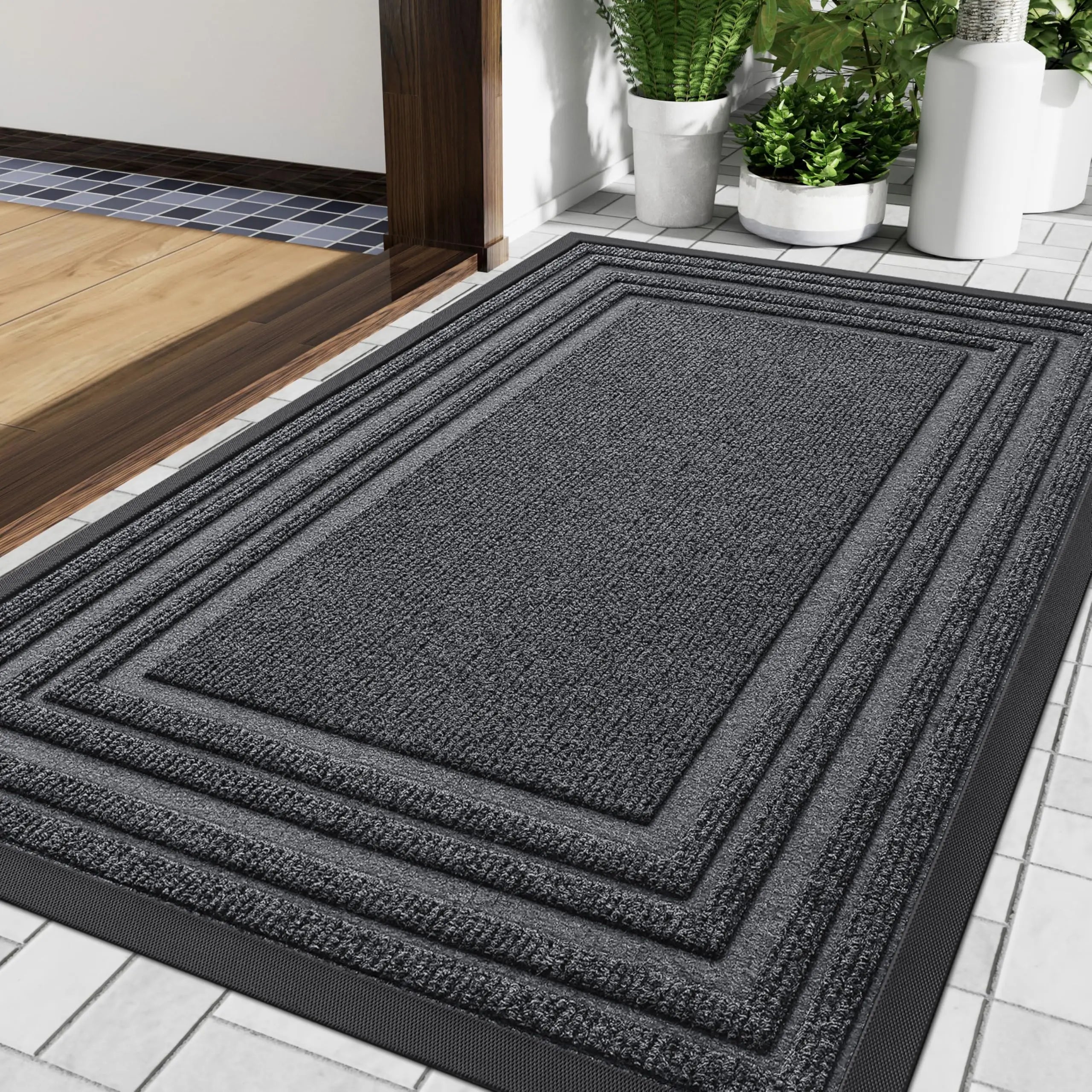 Aurelius Low Profile Door Mat | Non-Slip Natural Rubber Entrance Mat | Heavy-Duty Indoor & Outdoor Doormat