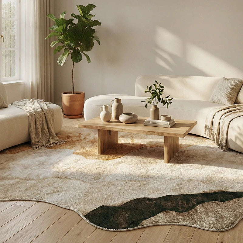 Neloura Irregular Shape Plush Rug | Soft Fluffy Area Carpet | Modern Luxury Floor Rug for Living Room & Bedroom