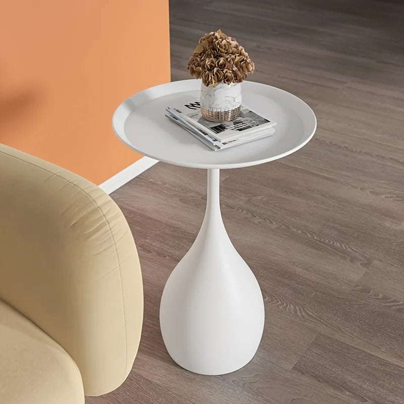 Ariessa Mobile Round Side Table | Light Luxury Minimalist Coffee & Nightstand Table with Wheels | Compact Metal Accent Table for Sofa & Bedroom | D40 × H60 cm