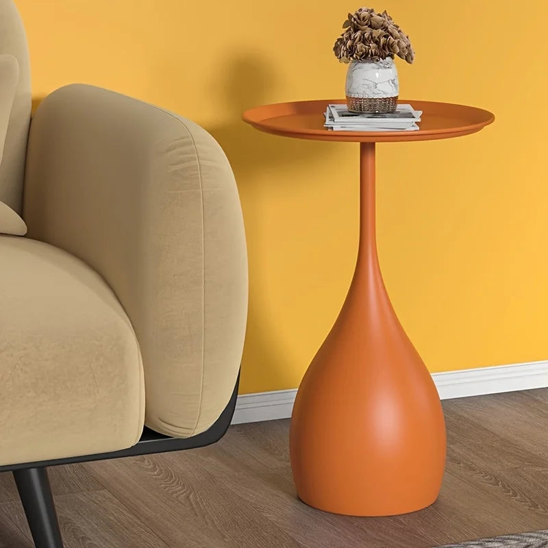 Ariessa Mobile Round Side Table | Light Luxury Minimalist Coffee & Nightstand Table with Wheels | Compact Metal Accent Table for Sofa & Bedroom | D40 × H60 cm