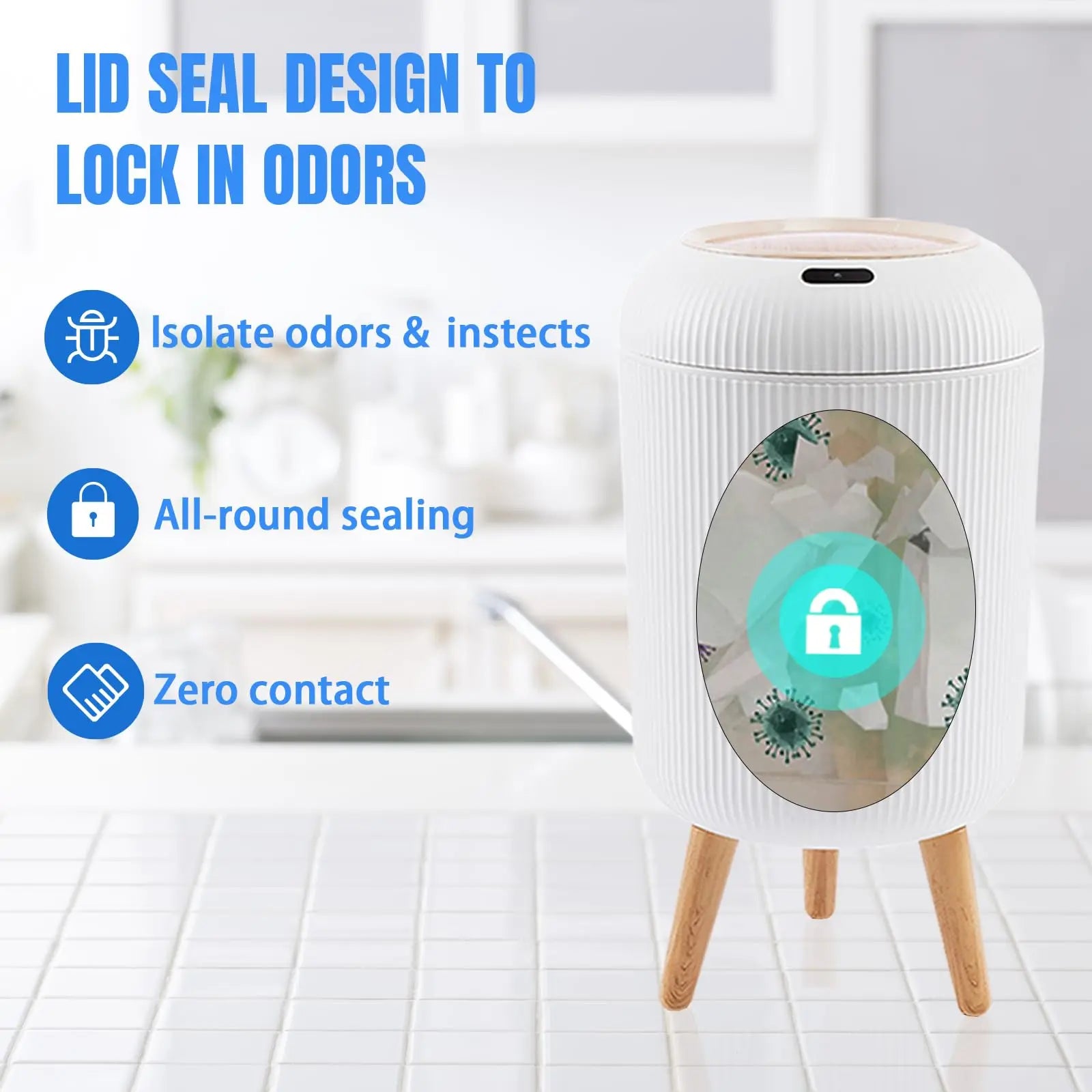 Vekkio Sense | Automatic Trash Can with Motion Sensor for Bathroom, Kitchen, or Office