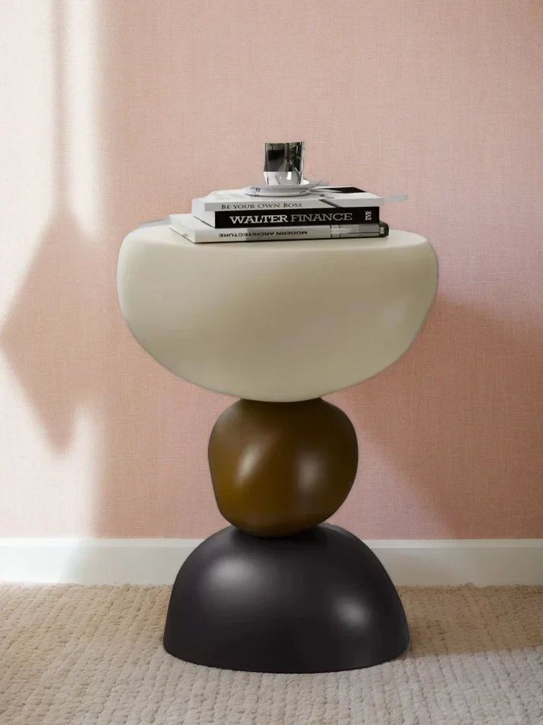 Zerania Imitation Stone Side Table | Modern Coffee Table | Minimalist Accent Corner Table