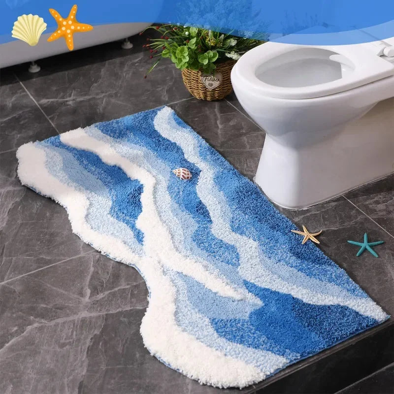 Waven Wave Tufted Carpet | Soft Plush Non-Slip Area Rug | Ocean-Inspired Bathroom, Bedroom & Living Room Mat