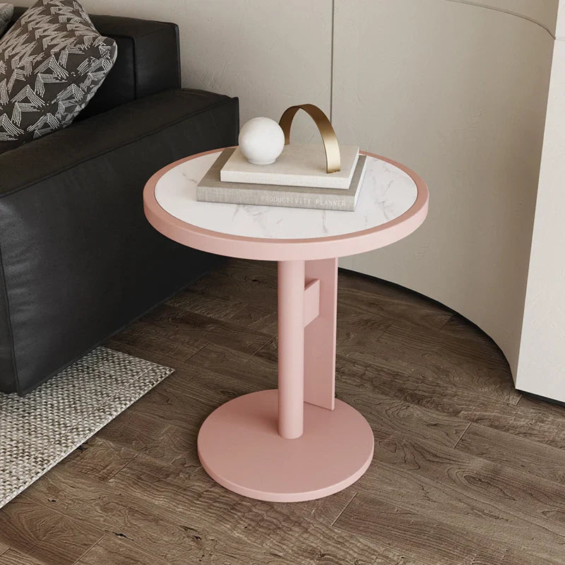 Calviera Round Luxury Side Table | Rock Slab Accent Table | Modern Sofa & Bedroom Nightstand Table
