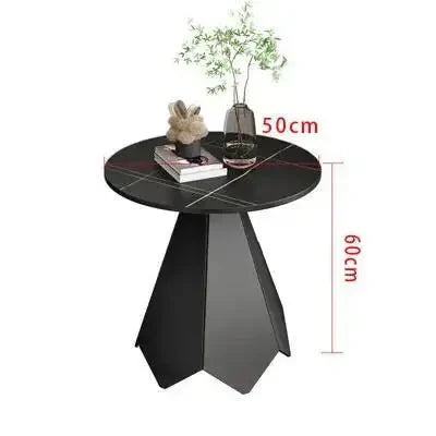 Valdaro Modern Round Coffee Table | Marble-Look Luxury Side Table with Integrated Storage | Minimalist Metal Living Room Center Table | Elegant Home & Hotel Furniture