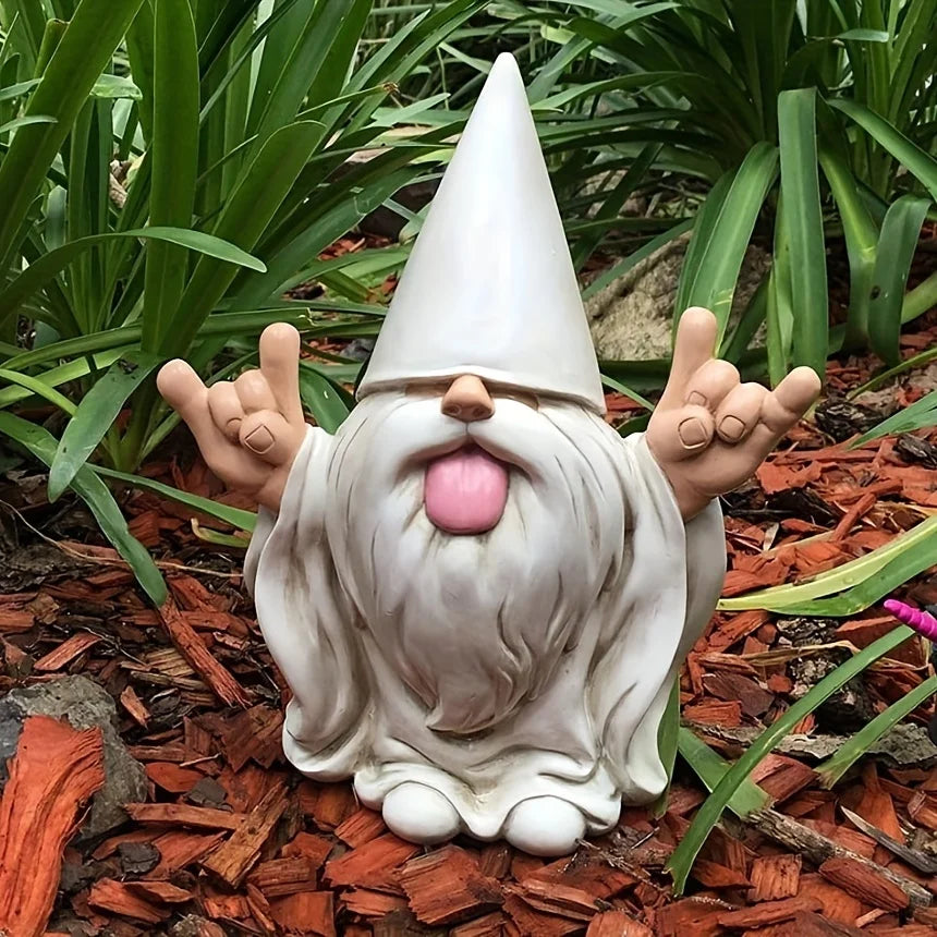 Trollvig Rocka Garden Gnome | Rocker Sculpture with Electric Guitar | Weatherproof Resin | Outdoor Decorative Accent | Garden Terrace Balcony