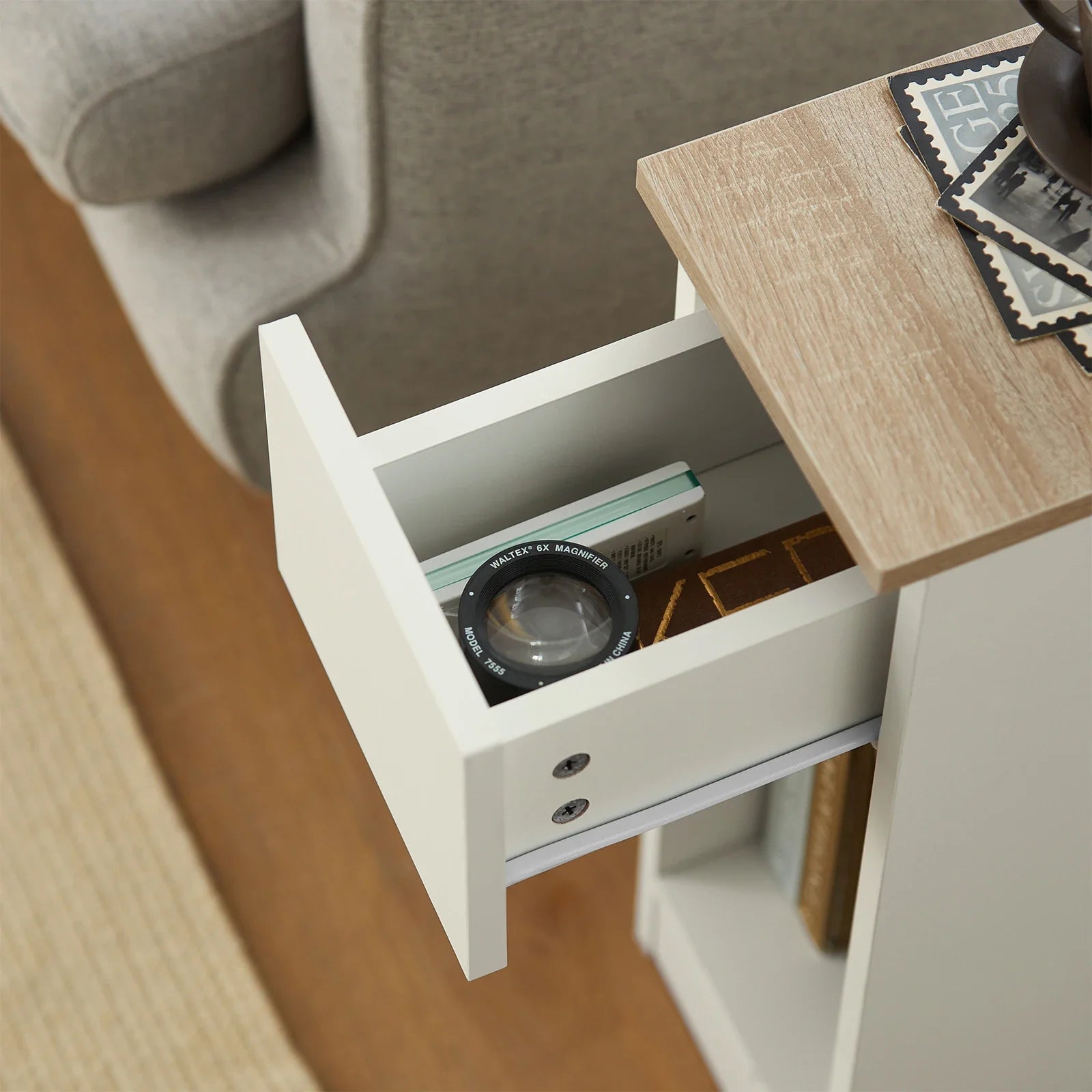 Arvion - Set of 2 Narrow Nightstands with DraArvion Narrow Nightstand Set of 2 for Boxspring or Sofa | Slim Side Tables with Drawer | Compact Modern Storage Solutionwer for Boxspring or Sofa