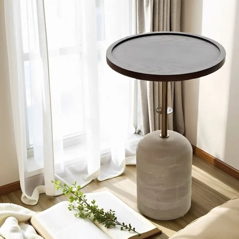 Marvellayne Round Side Table with Gravel Base | Modern Stainless Steel Accent Table | Luxury Sofa Side Table 40 cm