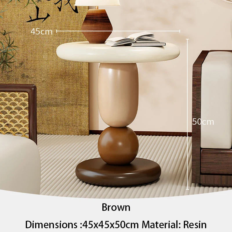 Noviran Round Coffee Table with Removable Side Top | Modern Organic Design | Contemporary Living Room Side Table