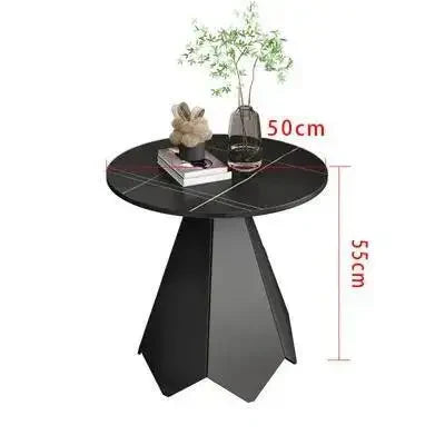 Valdaro Modern Round Coffee Table | Marble-Look Luxury Side Table with Integrated Storage | Minimalist Metal Living Room Center Table | Elegant Home & Hotel Furniture