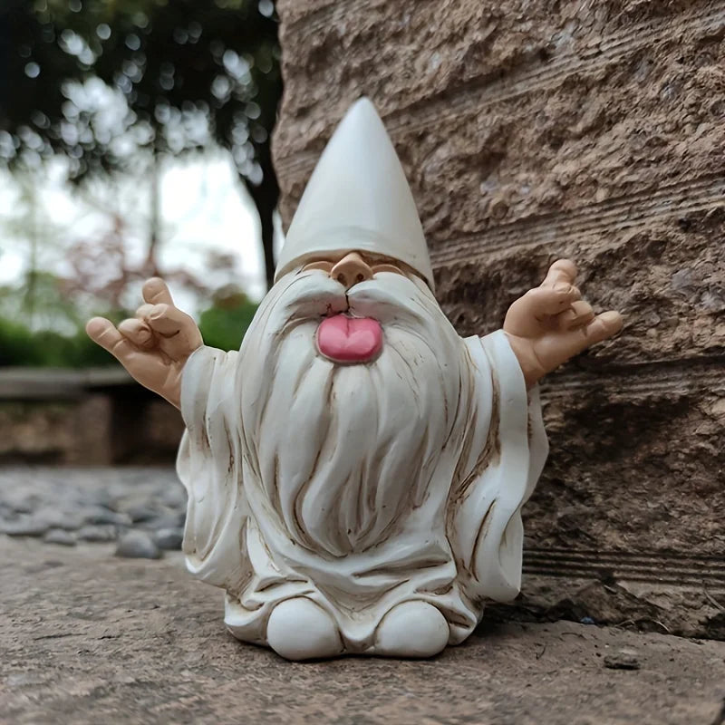 Trollvig Rocka Garden Gnome | Rocker Sculpture with Electric Guitar | Weatherproof Resin | Outdoor Decorative Accent | Garden Terrace Balcony