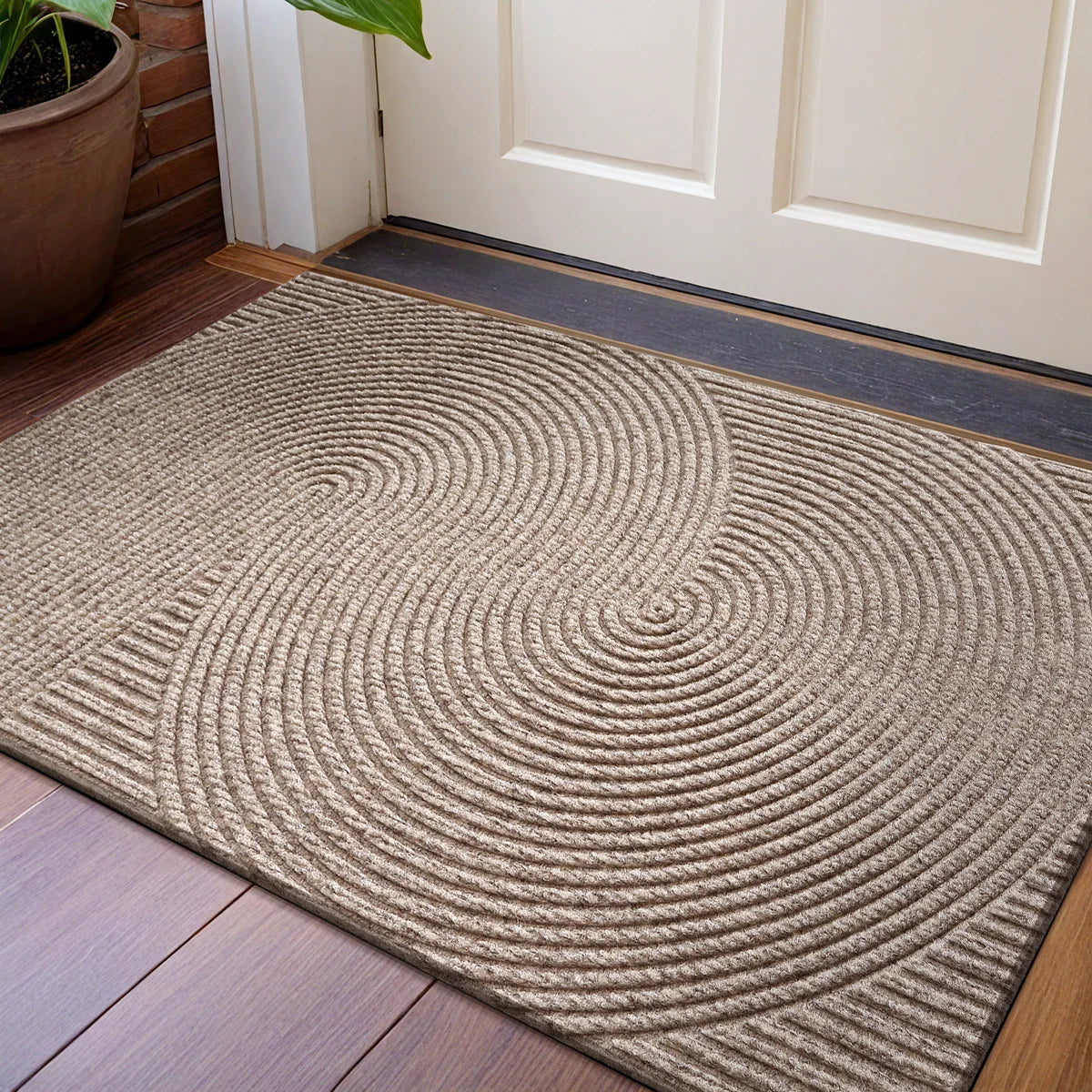 Nivara 3D Groove Door Mat | Non-Slip Polyester Entrance Rug | Durable Indoor & Outdoor Dirt Trap Mat