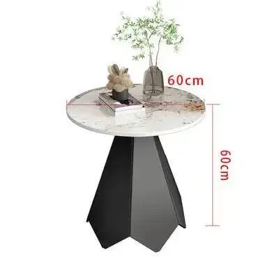 Valdaro Modern Round Coffee Table | Marble-Look Luxury Side Table with Integrated Storage | Minimalist Metal Living Room Center Table | Elegant Home & Hotel Furniture