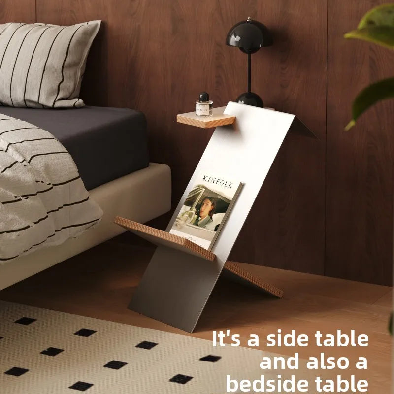 Valdorin Bauhaus Stainless Steel Side Table with Shelf | Modern Minimalist Sofa & Coffee Table | Designer Storage Table, Ø50 x 58.5 cm