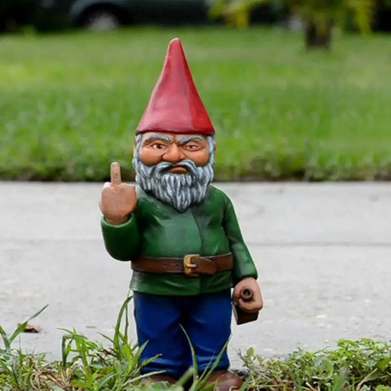 Funny Drunken Garden Gnome Statue for Outdoor Decor | Middle Finger Design | Weatherproof Resin | Garden Patio Balcony Accent