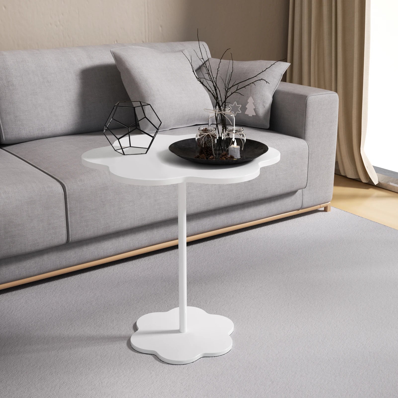 Velessa Cloud-Shaped Side Table | Wabi Sabi Organic Accent Table | Minimalist Artistic Nightstand & Sofa Table, 52 x 32.5 cm