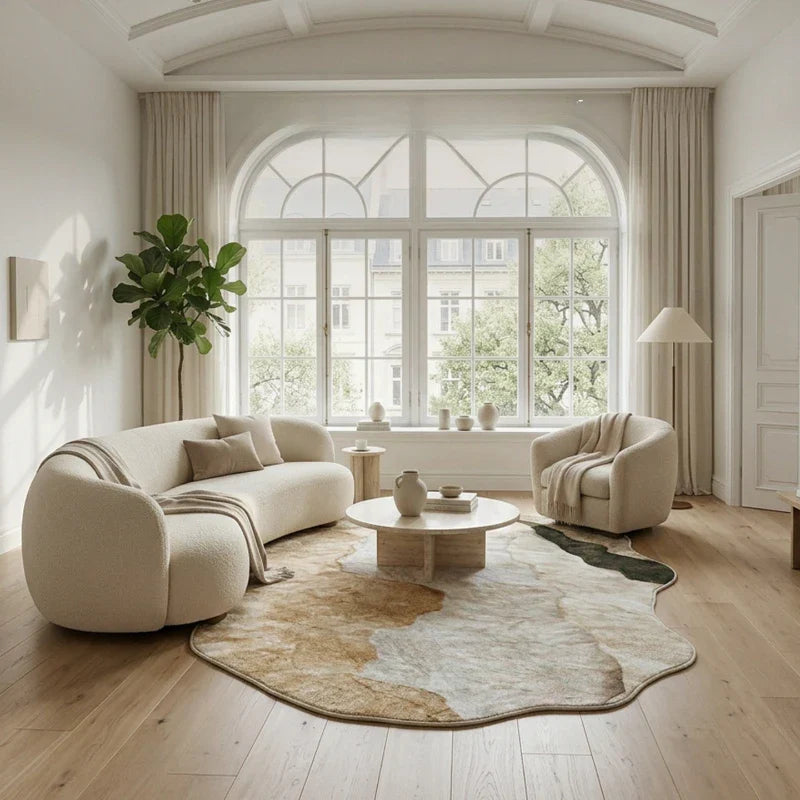 Neloura Irregular Shape Plush Rug | Soft Fluffy Area Carpet | Modern Luxury Floor Rug for Living Room & Bedroom